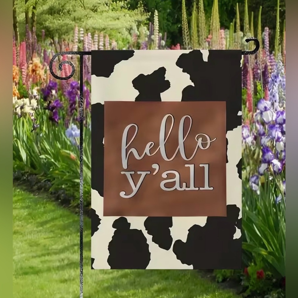 New Cow Print Garden Flag with Brown Accent